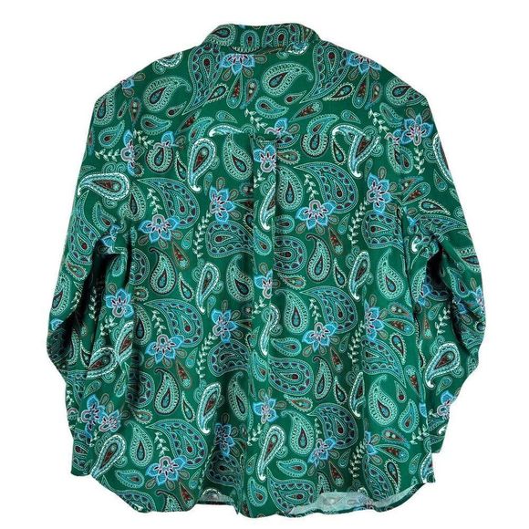 Mainstreet Blues Paisley Print Button Shirt Plus Size 2X Thick Long Sleeve - Picture 4 of 7